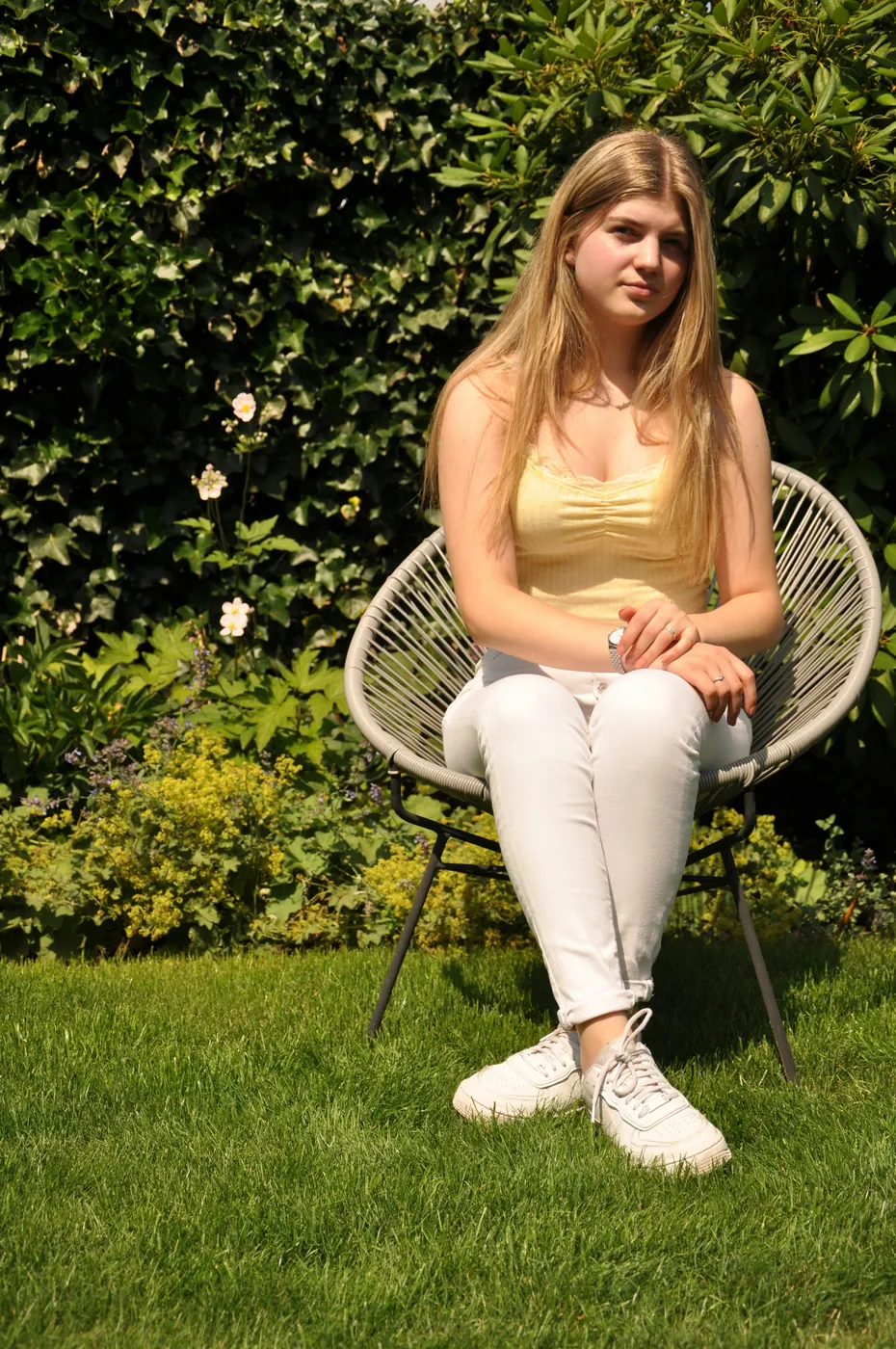 Original photo of a person in a garden