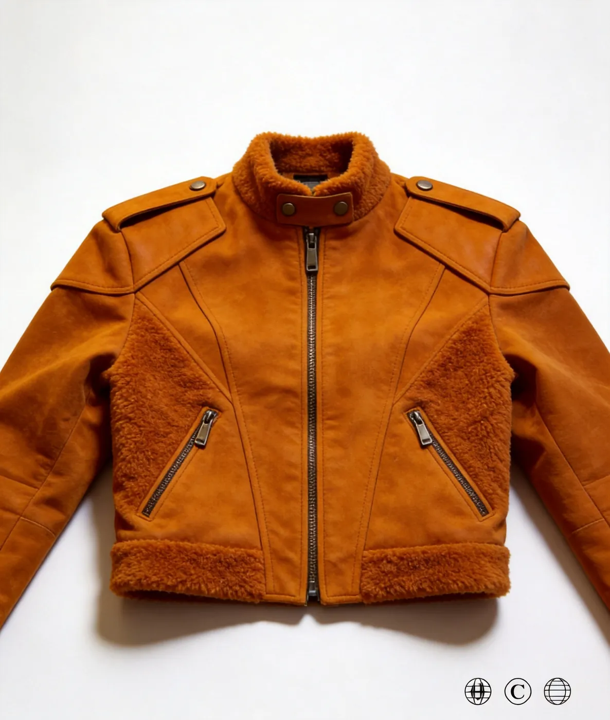 AI-redesigned shearling-trimmed jacket